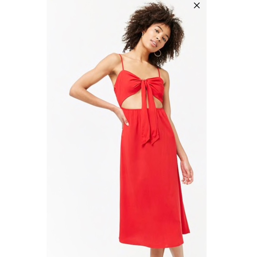 Self tie cut out cami dress